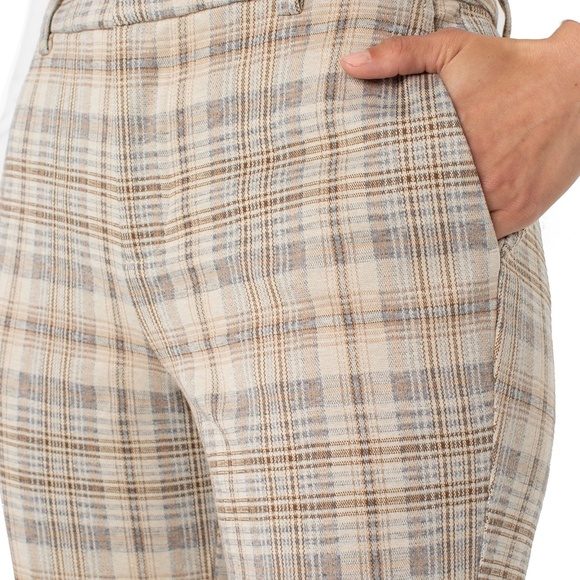 LIVERPOOL HI-RISE KELSEY TROUSER Size 1414 / KHAKI CREAM PLAID - Picture 3 of 4